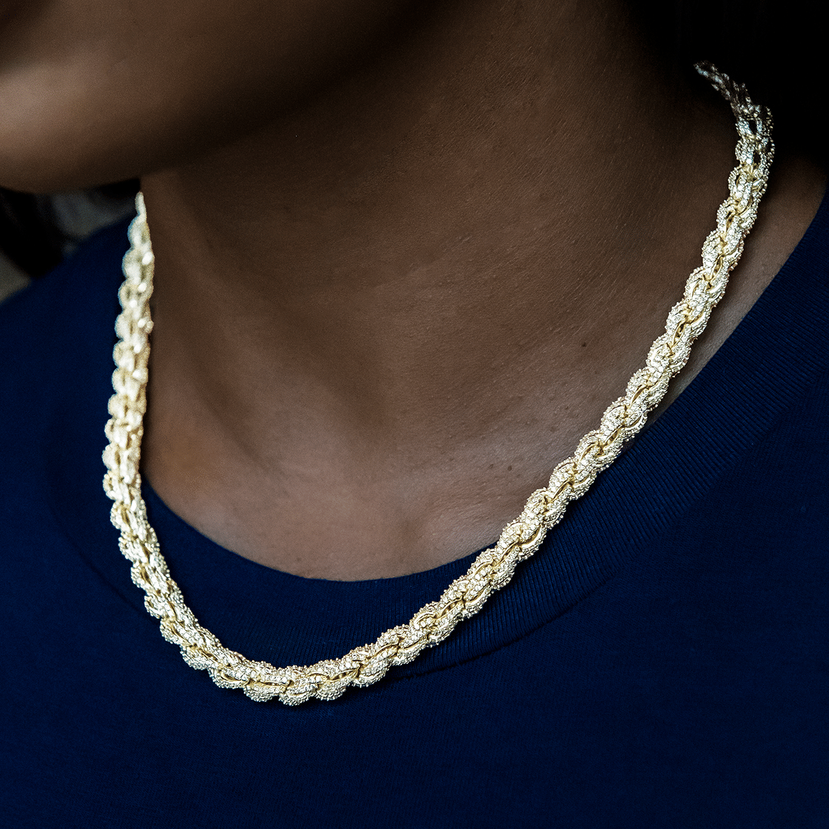 GLD Women Diamond Rope Necklace in Yellow Gold - 8 mm