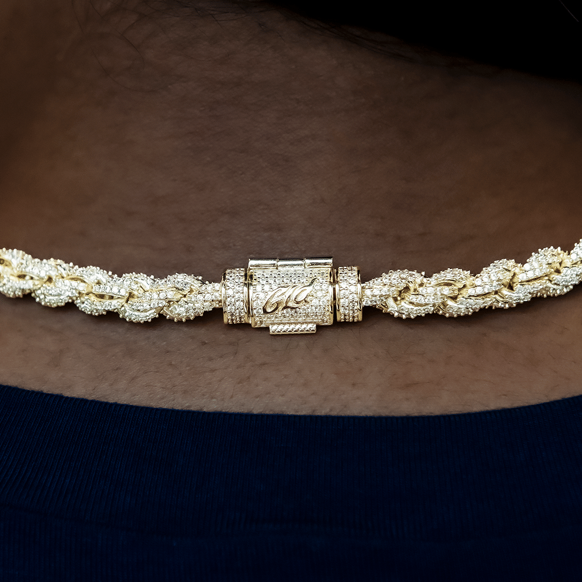 GLD Women Diamond Rope Necklace in Yellow Gold - 8 mm