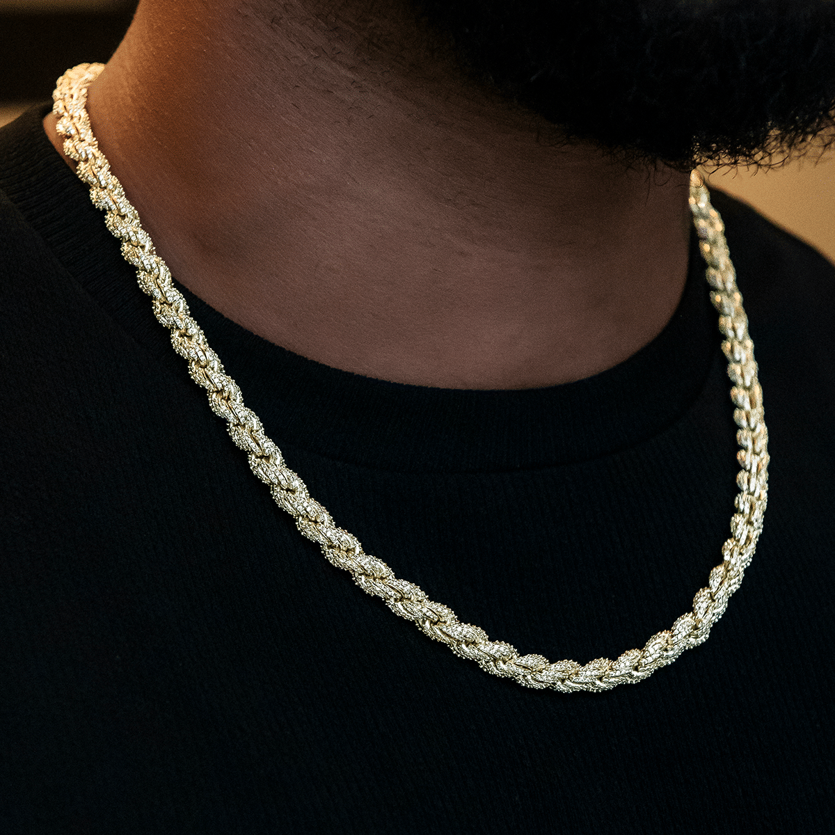 GLD Men Diamond Rope Chain in Yellow Gold - 8 mm