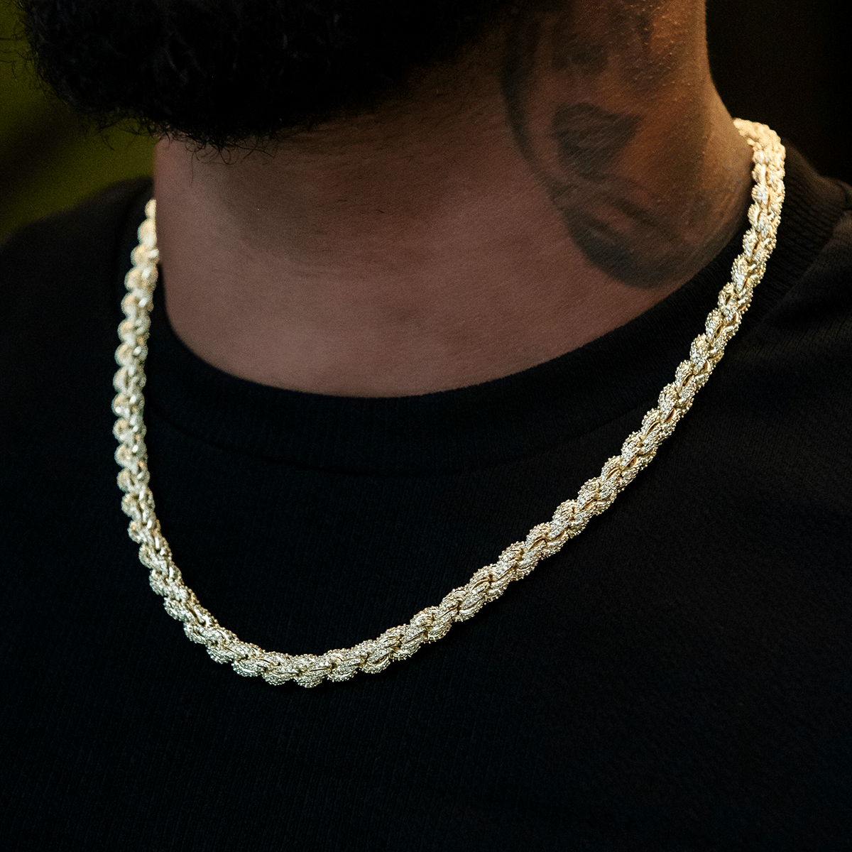 GLD Men Diamond Rope Chain in Yellow Gold - 8 mm