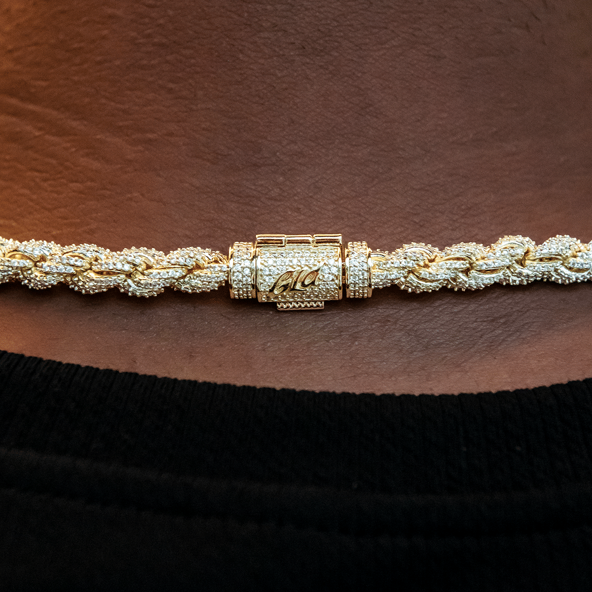 GLD Men Diamond Rope Chain in Yellow Gold - 8 mm