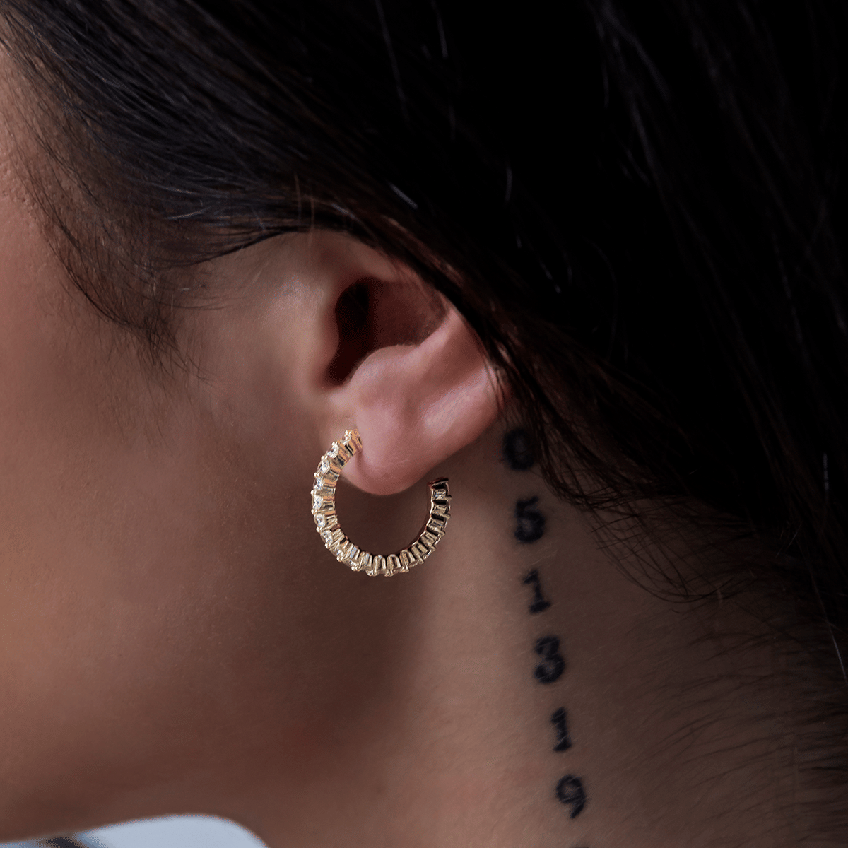 GLD Women Eternity Hoop Earrings in Yellow Gold - 2 mm