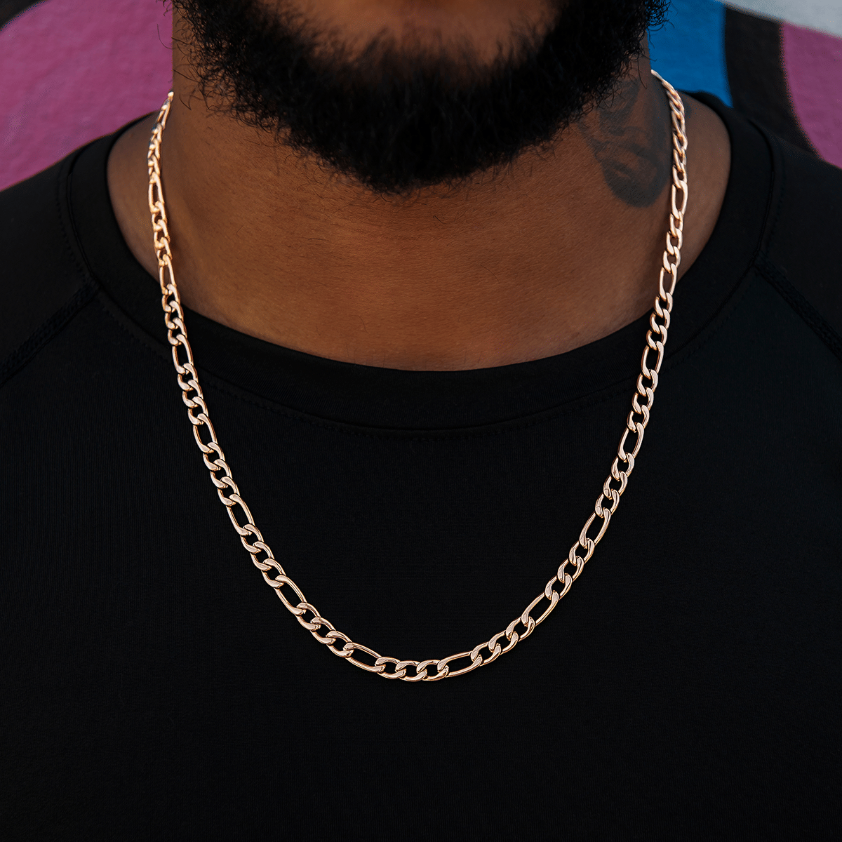 GLD Men Figaro Chain in Rose Gold - 6 mm