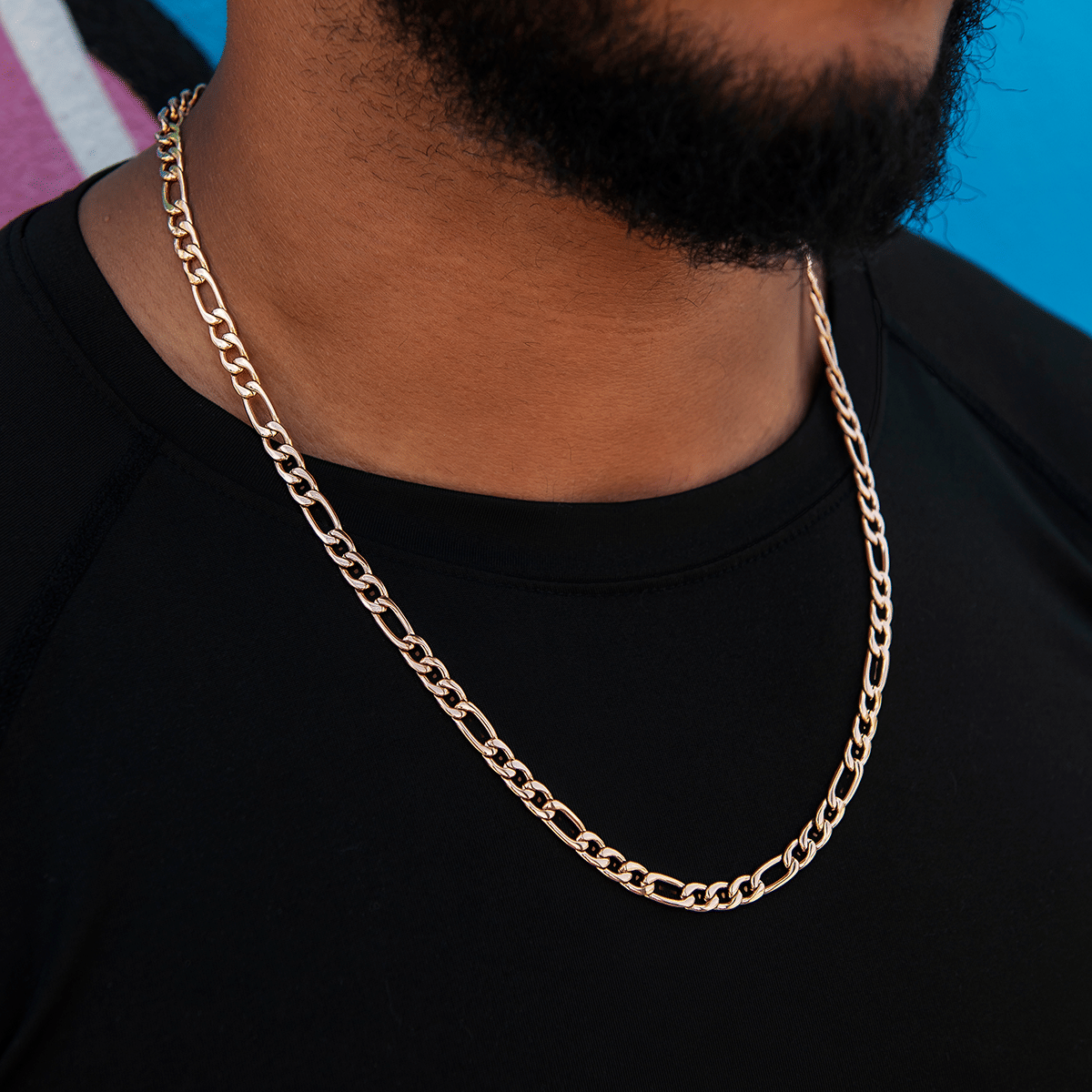 GLD Men Figaro Chain in Rose Gold - 6 mm