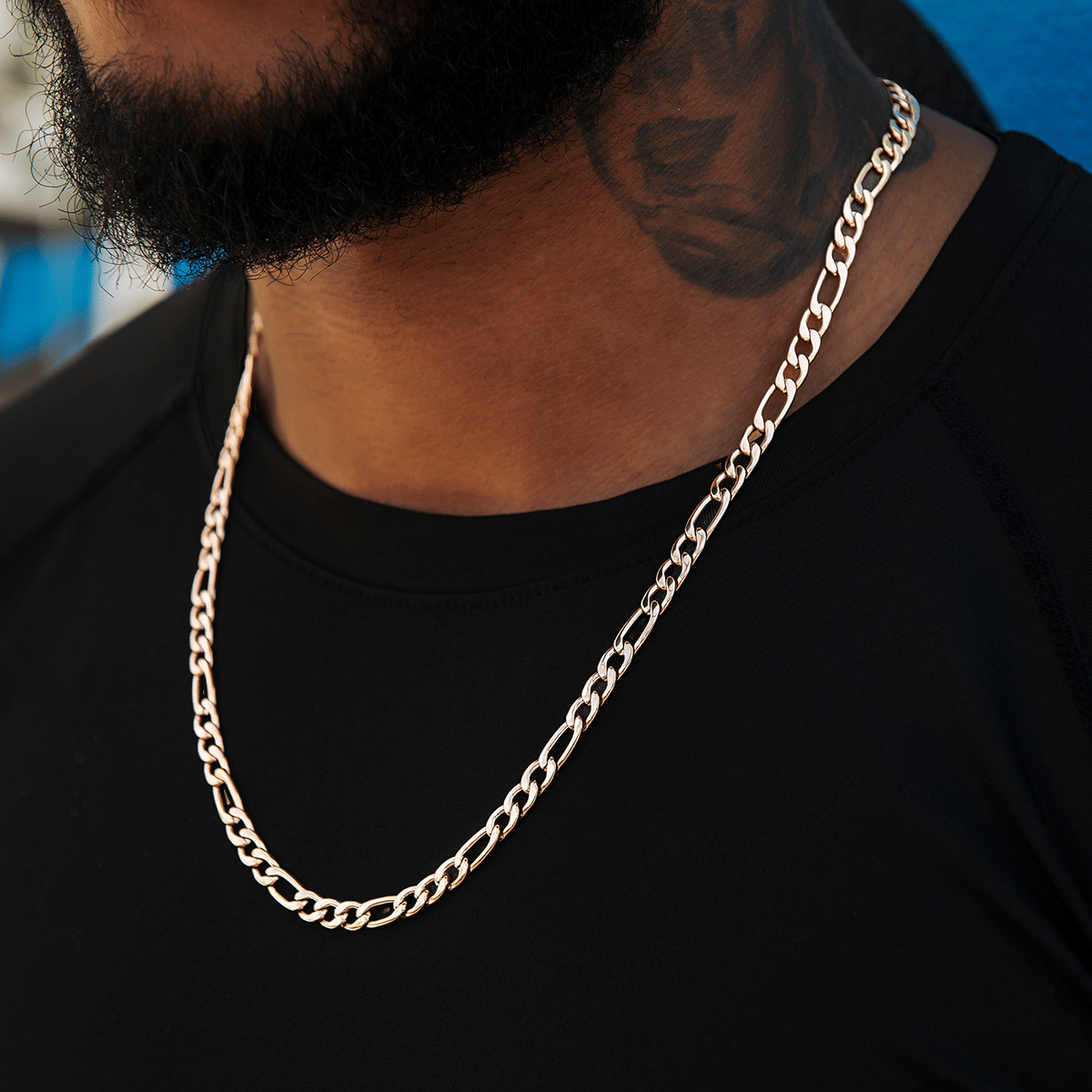 GLD Men Figaro Chain in Rose Gold - 6 mm