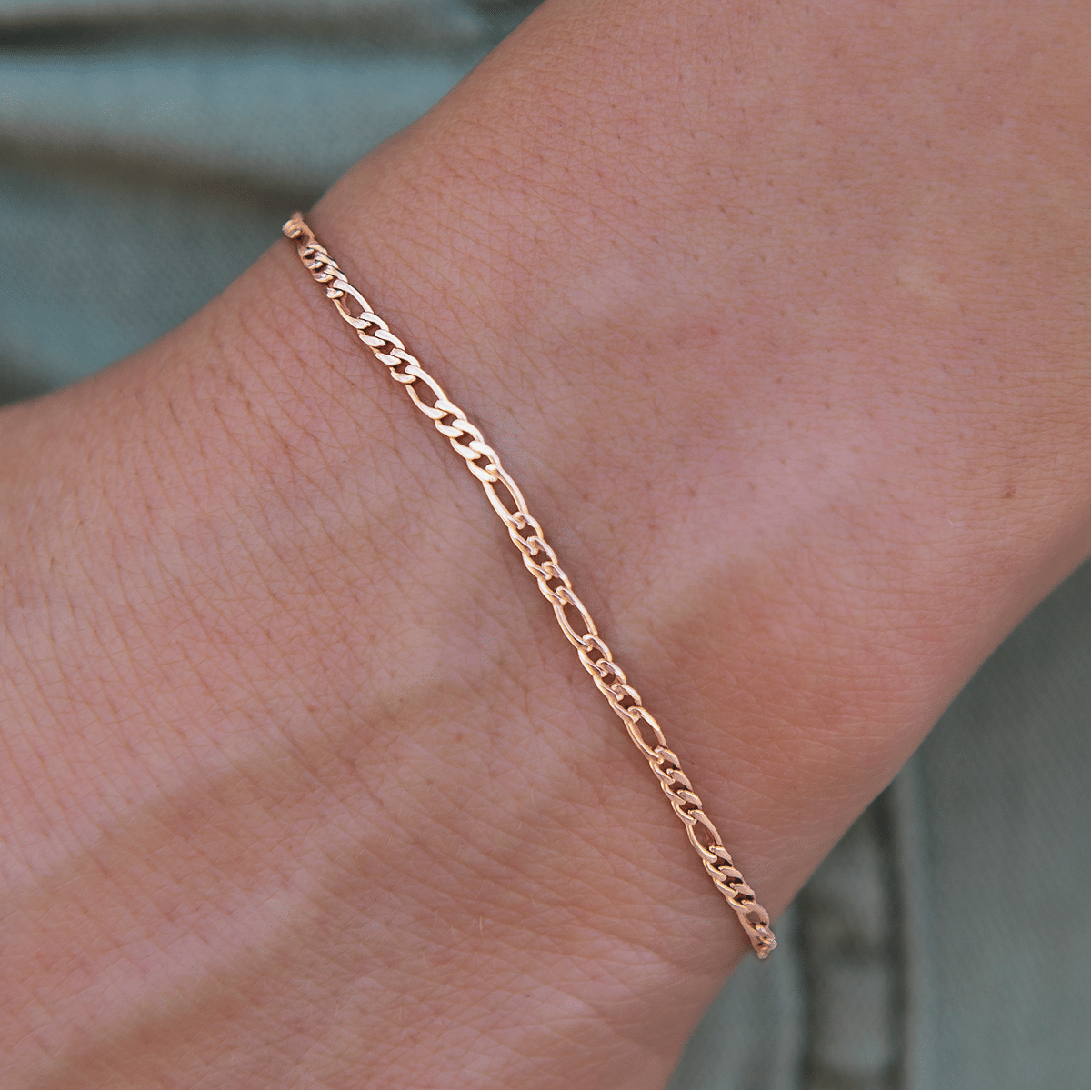 GLD Women Figaro Bracelet in Rose Gold - 2 mm