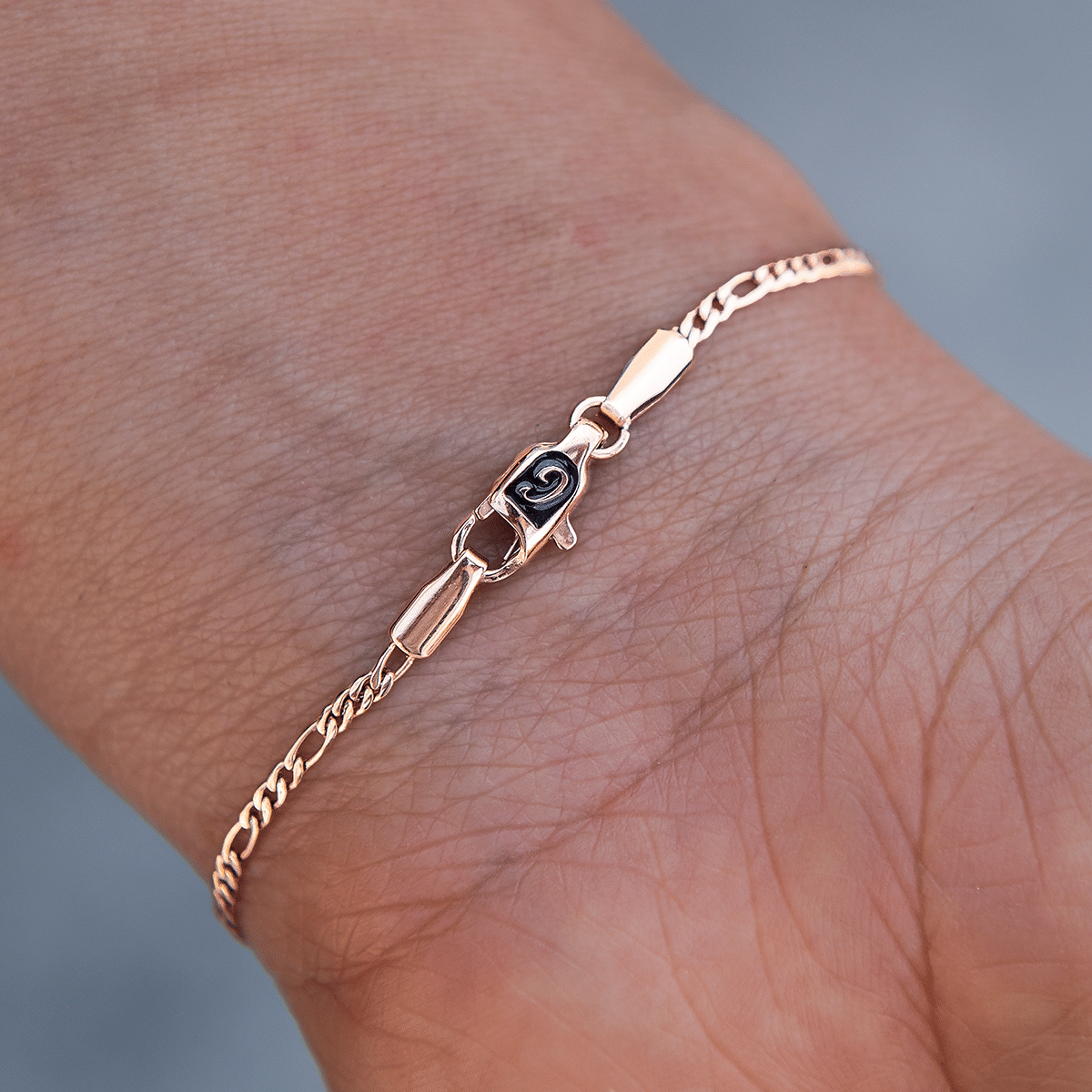 GLD Women Figaro Bracelet in Rose Gold - 2 mm