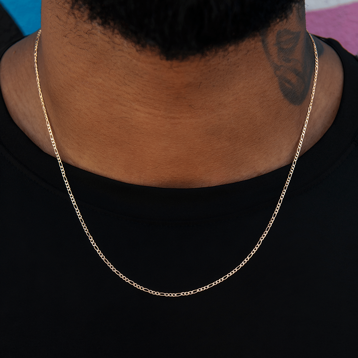 GLD Men Figaro Chain in Rose Gold - 2 mm