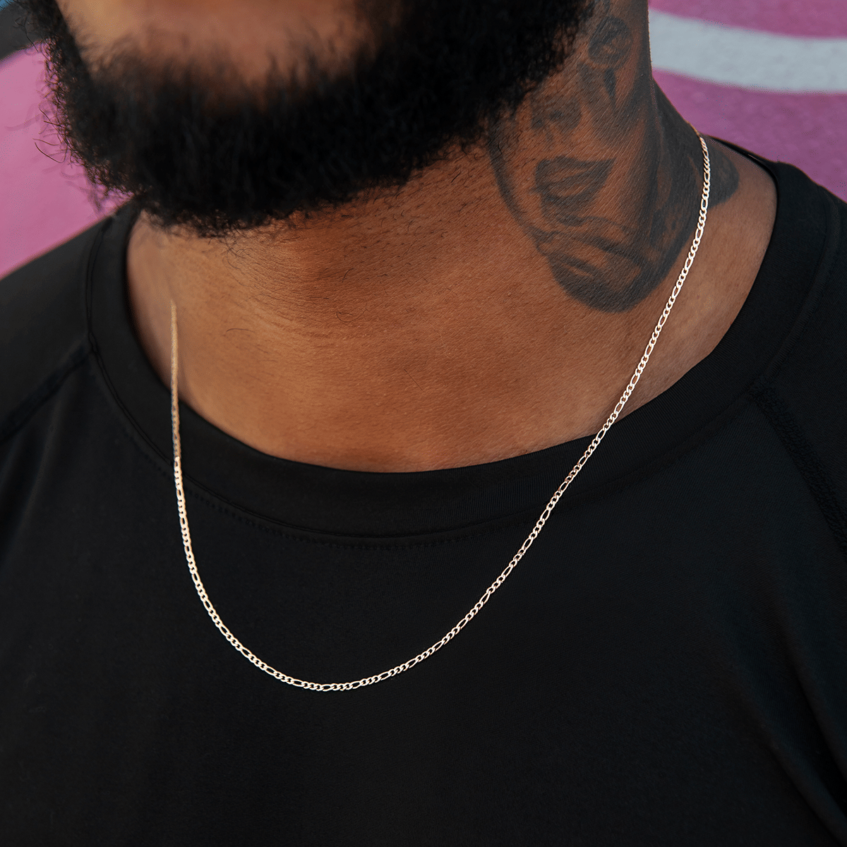 GLD Men Figaro Chain in Rose Gold - 2 mm