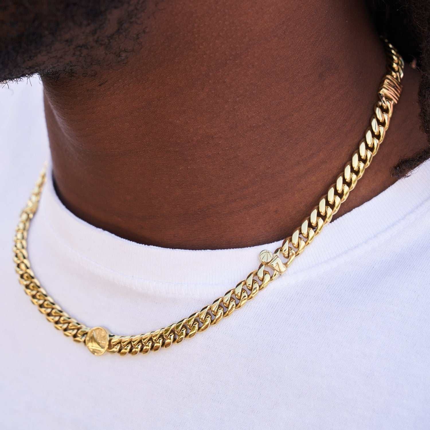 GLD Men Golden State Warriors 8 mm Miami Cuban Chain - Gold