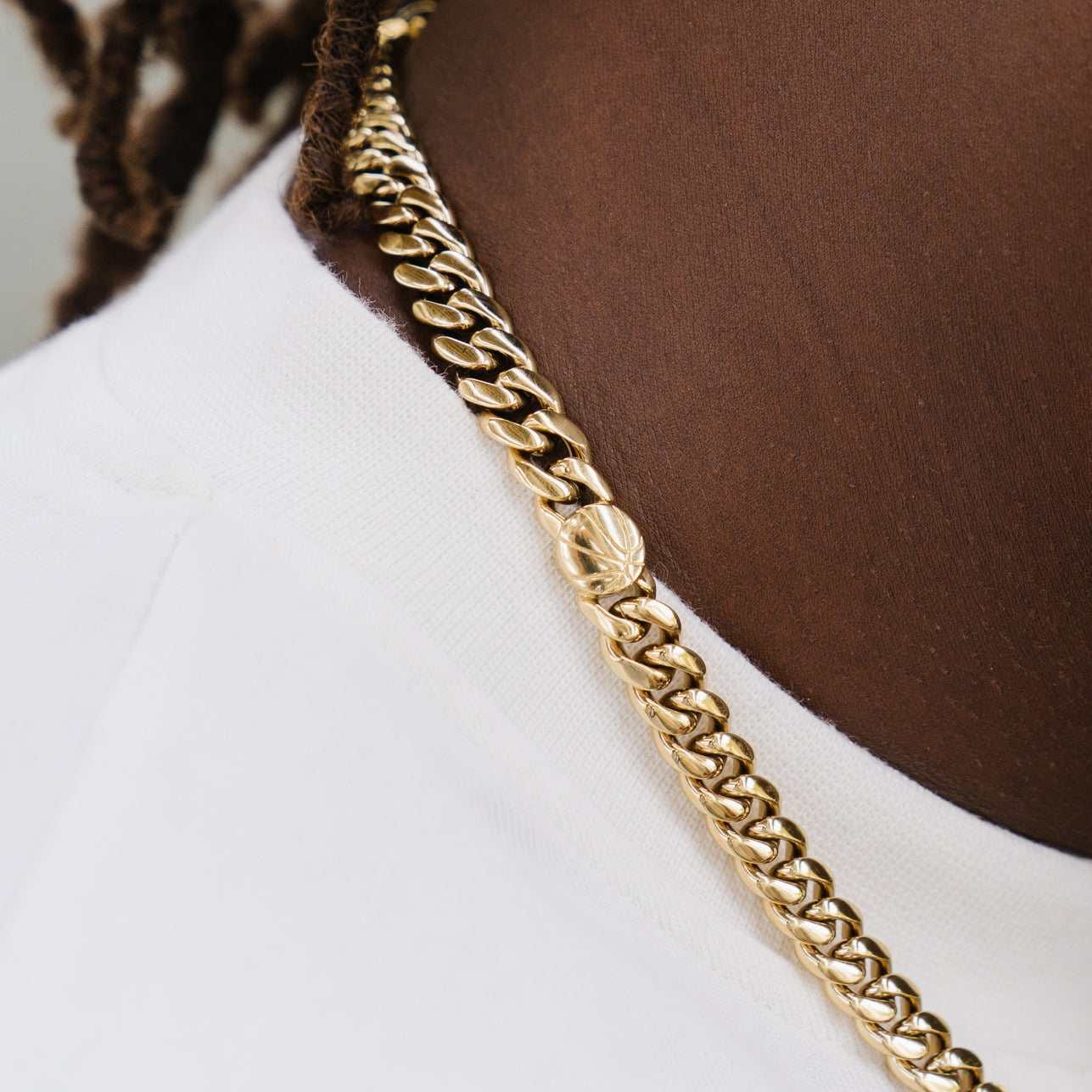 GLD Men Golden State Warriors 8 mm Miami Cuban Chain - Gold