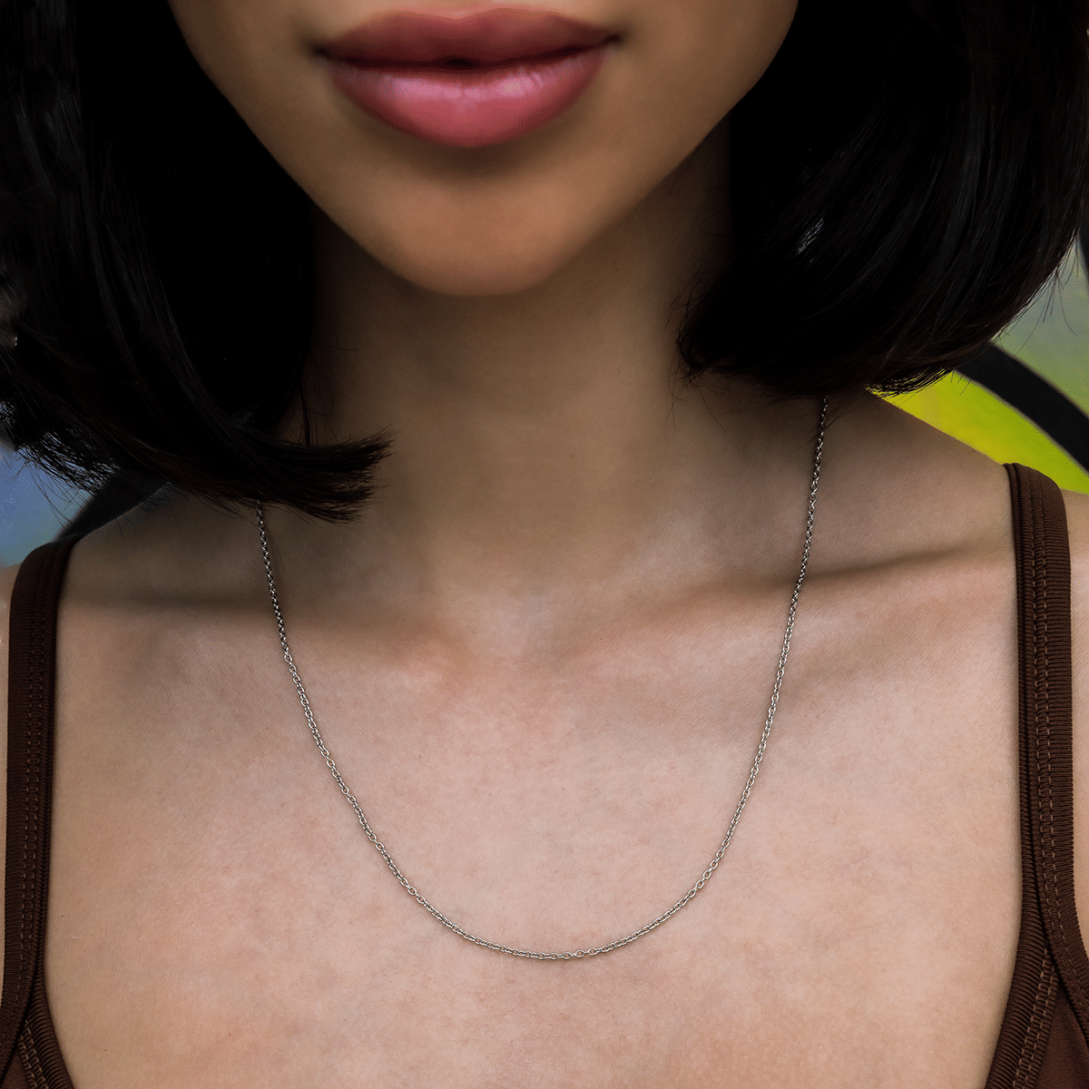GLD PROMO - WOMEN Cable Chain Necklace in White Gold