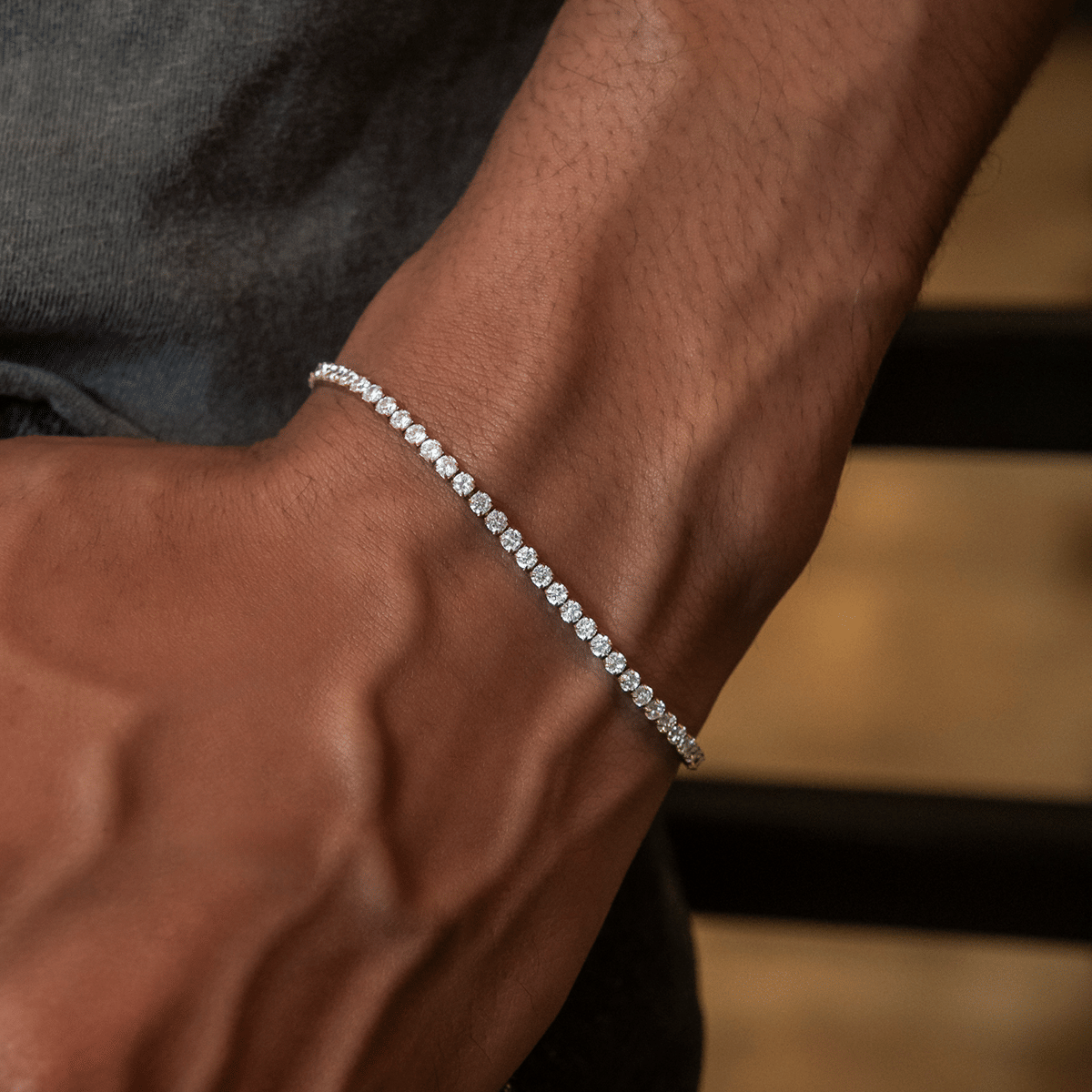 GLD Men Micro Tennis Bracelet in Rose Gold