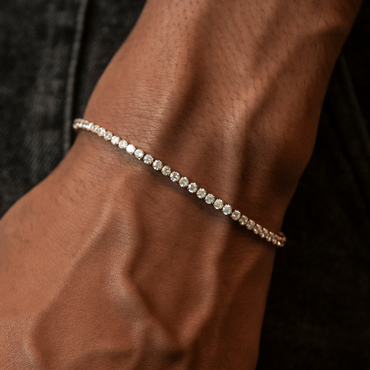 GLD Men Micro Tennis Bracelet in Rose Gold