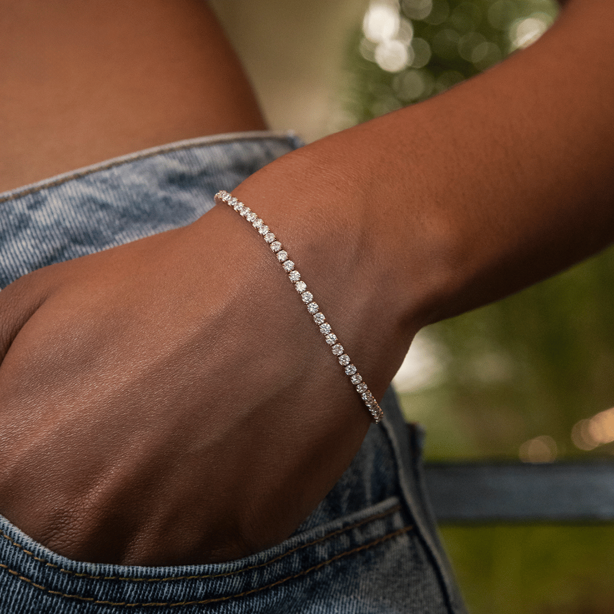 GLD Women Micro Tennis Bracelet in Rose Gold