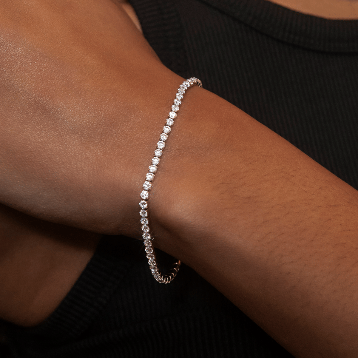 GLD Women Micro Tennis Bracelet in Rose Gold