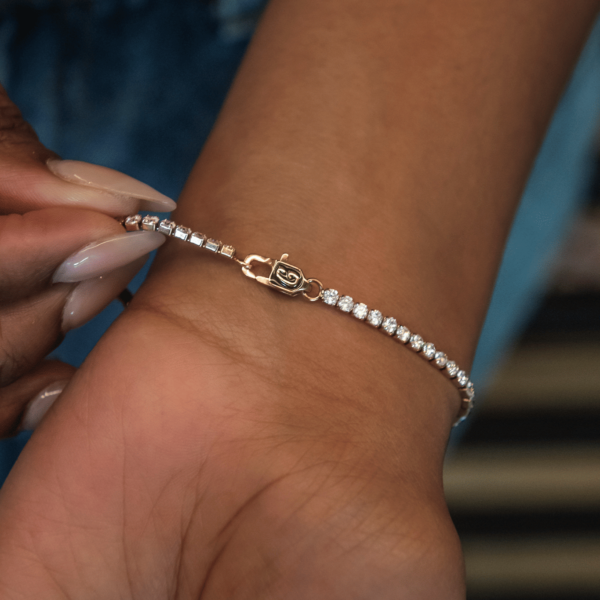 GLD Women Micro Tennis Bracelet in Rose Gold