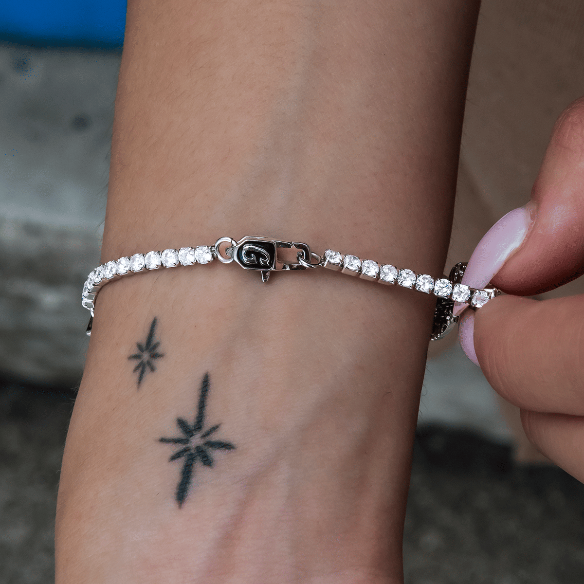 GLD Women Micro Tennis Butterfly Bracelet in White Gold