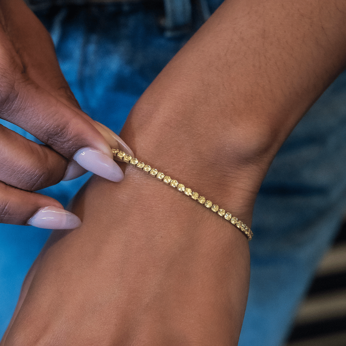 GLD Women Canary Micro Tennis Bracelet in Yellow Gold