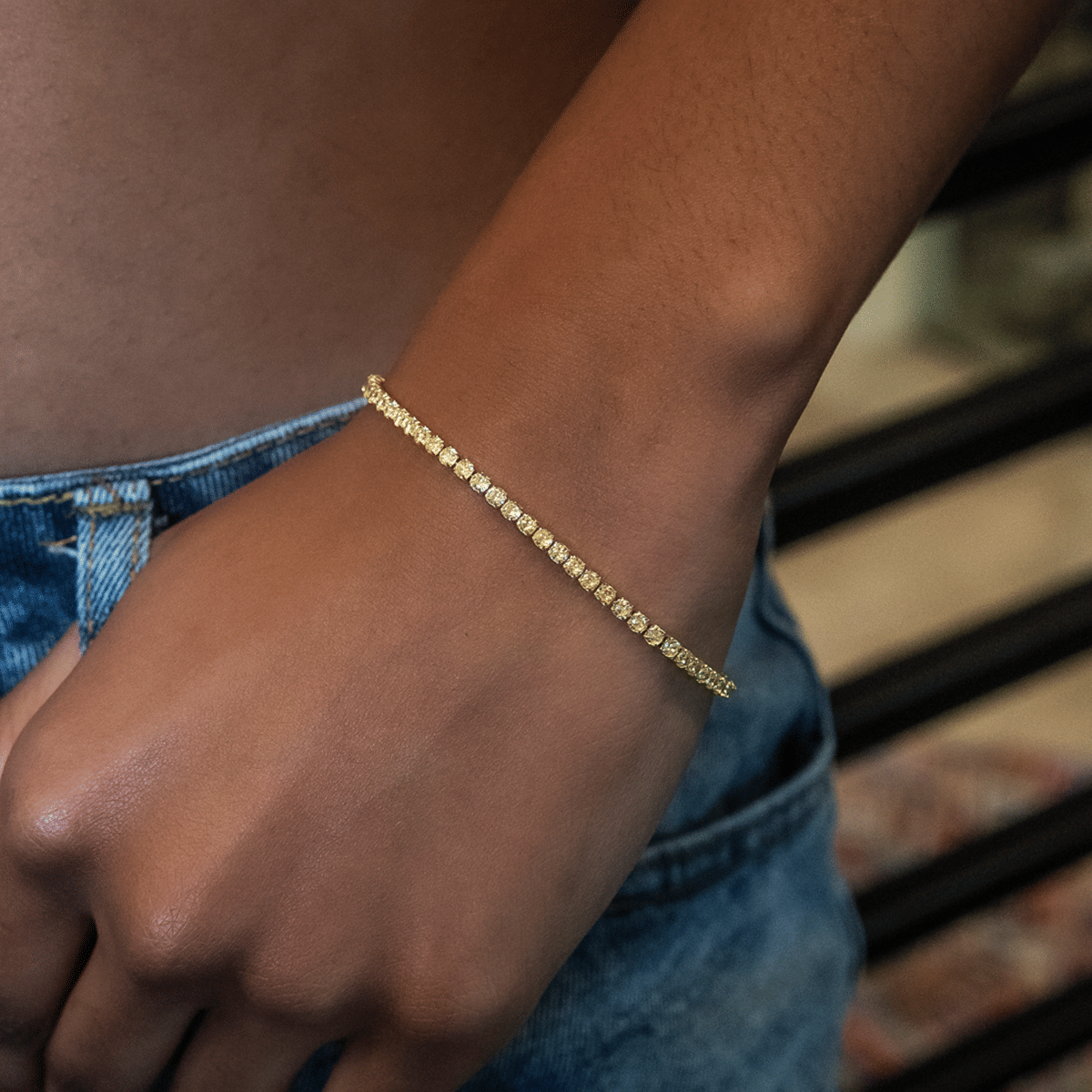 GLD Women Canary Micro Tennis Bracelet in Yellow Gold