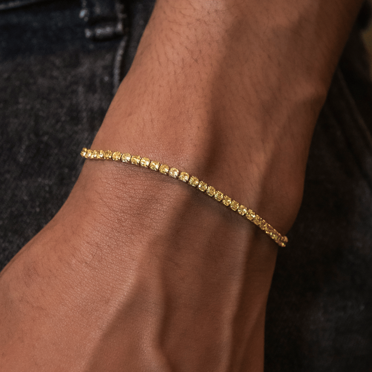 GLD Men Canary Micro Tennis Bracelet in Yellow Gold