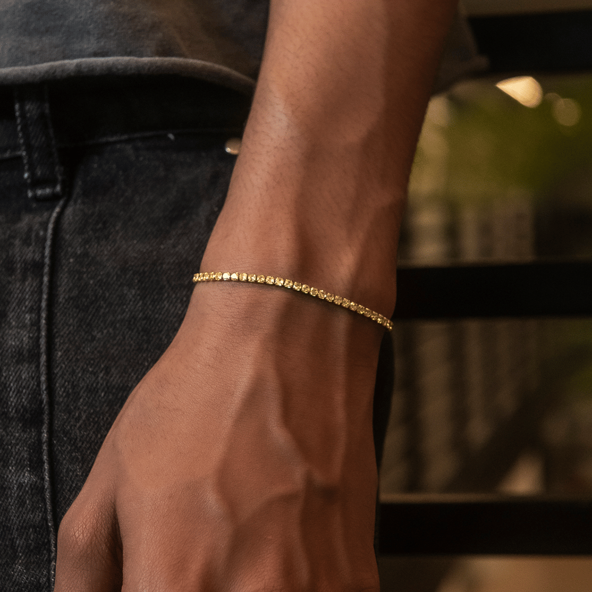 GLD Men Canary Micro Tennis Bracelet in Yellow Gold
