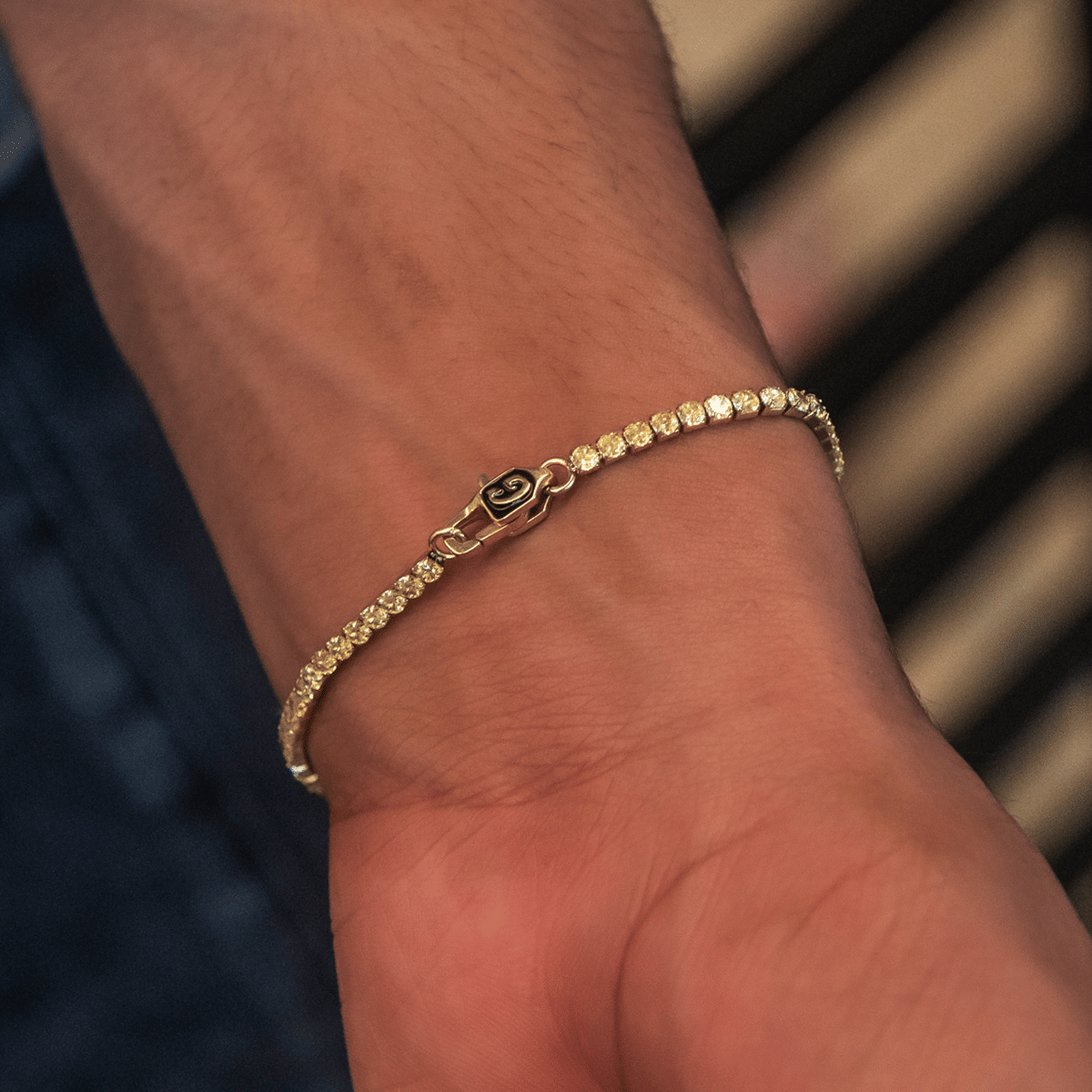 GLD Men Canary Micro Tennis Bracelet in Yellow Gold