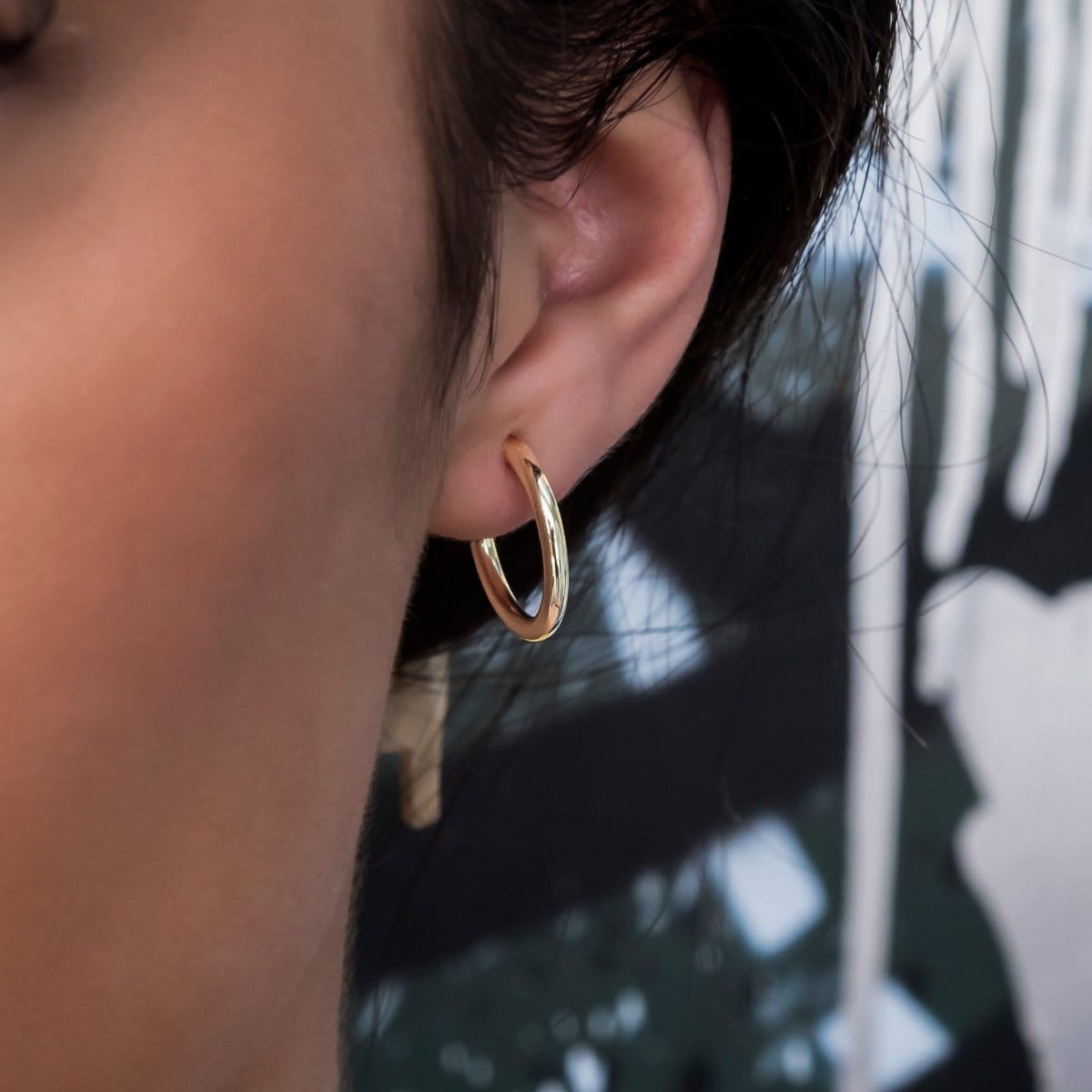 GLD PROMO - WOMEN Plain Hoop Earrings in Yellow Gold
