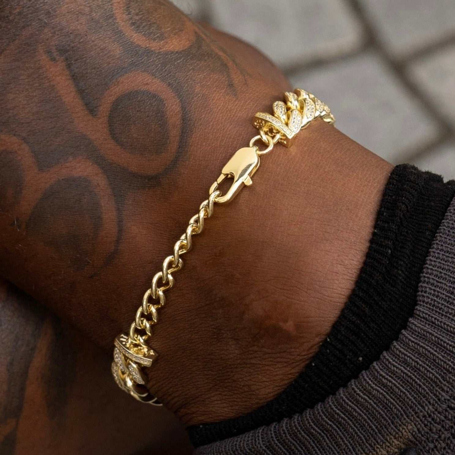 GLD PROMO 12 mm Diamond Cuban Anklet - Yellow Gold