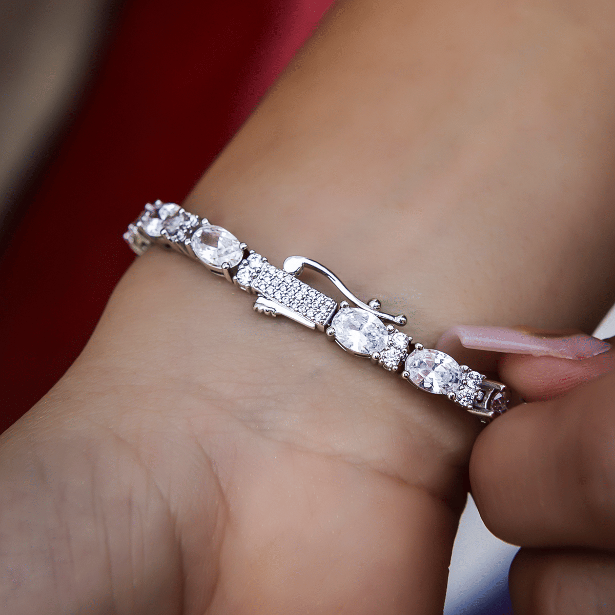 GLD PROMO - WOMEN Diamond Mixed Oval Cut Tennis Bracelet - 5 mm