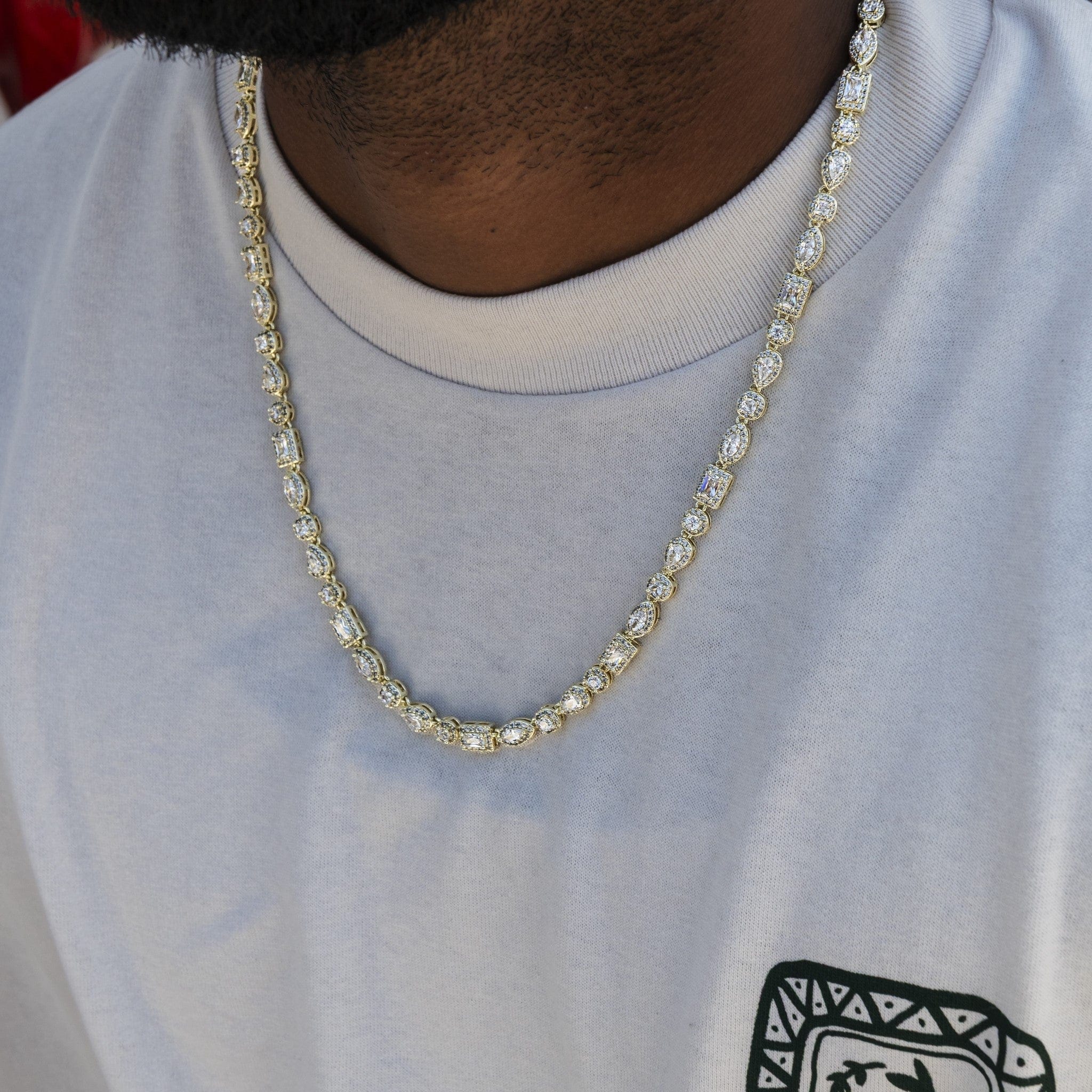 GLD Men Mixed Diamond Pave Chain in Yellow Gold
