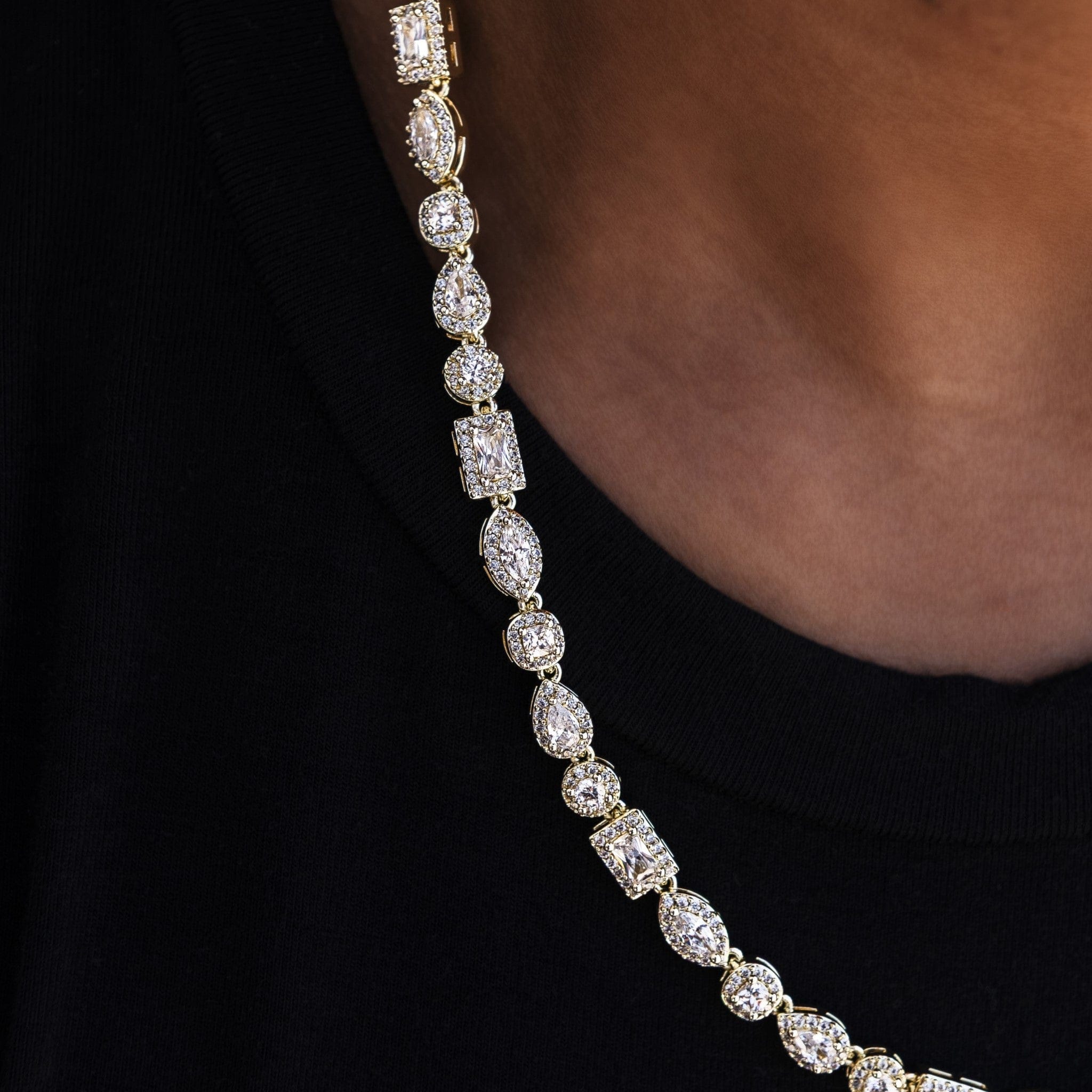 GLD Women Mixed Diamond Pave Necklace in Yellow Gold