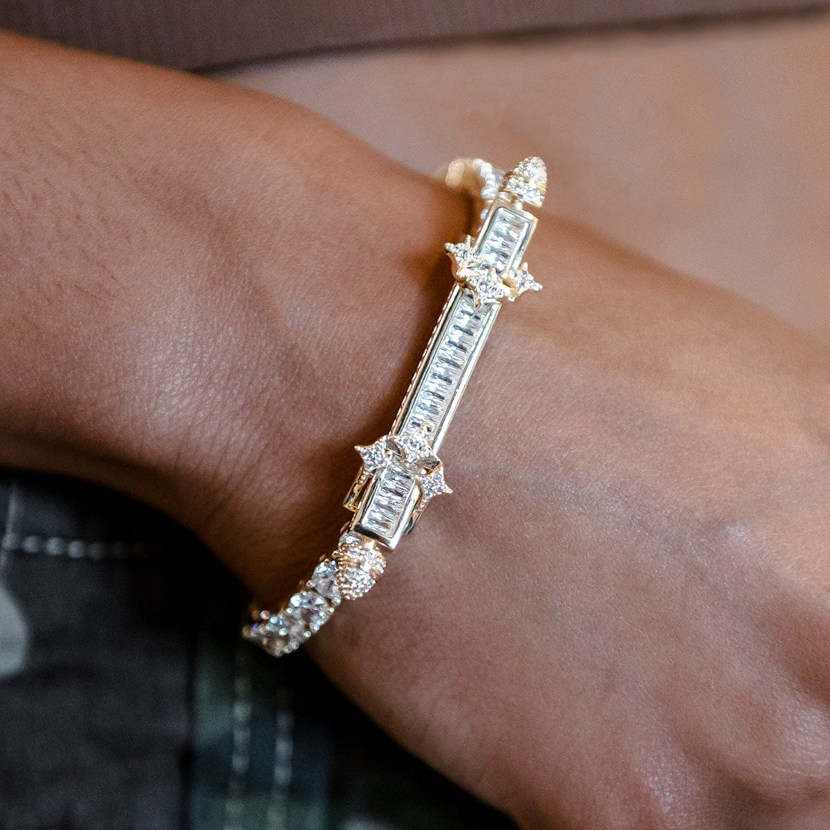GLD PROMO Iced Baguette Bar Bracelet