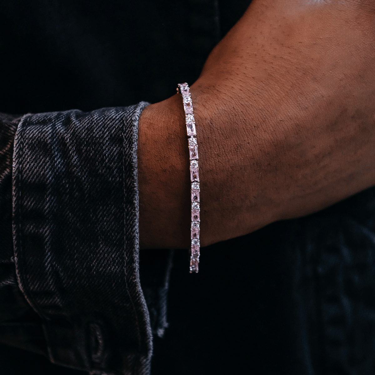 GLD PROMO Pink Diamond Baguette Tennis Bracelet