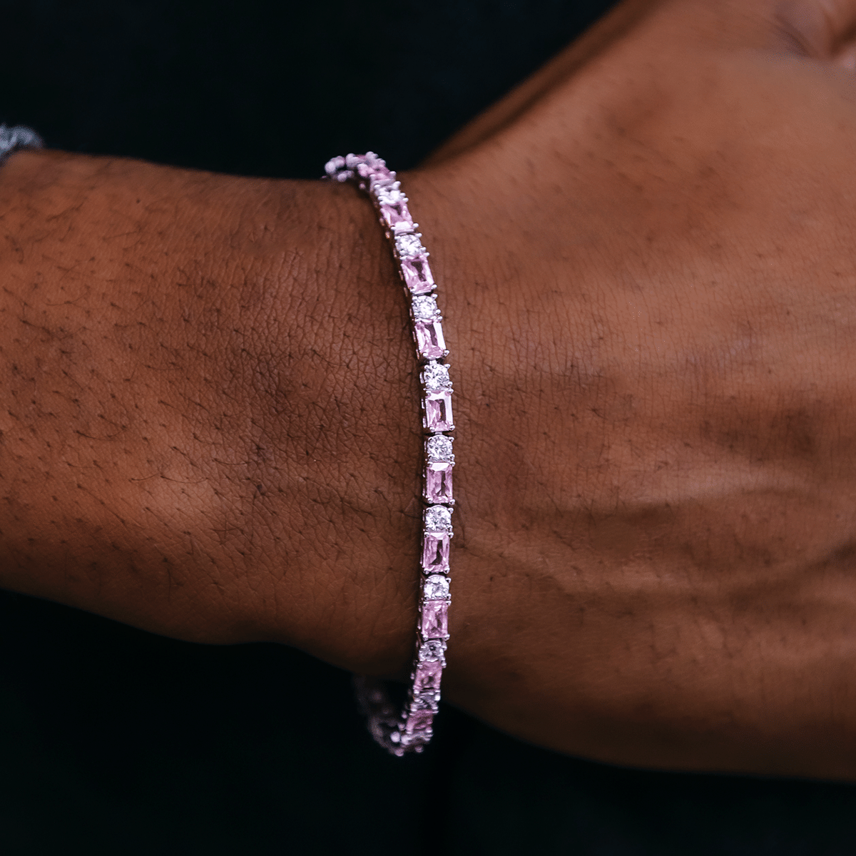 GLD PROMO Pink Diamond Baguette Tennis Bracelet