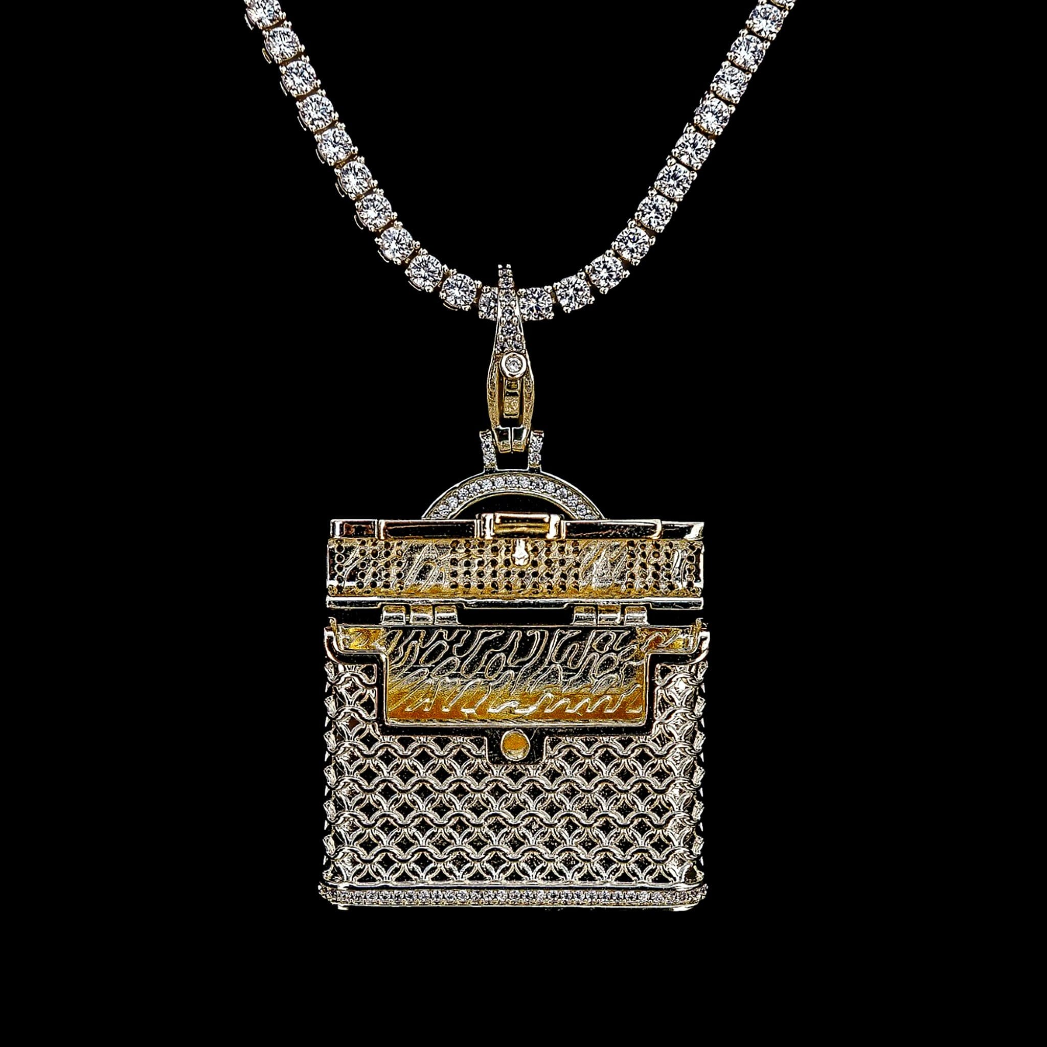 GLD Men Iced Purse Clip On Pendant in Yellow Gold