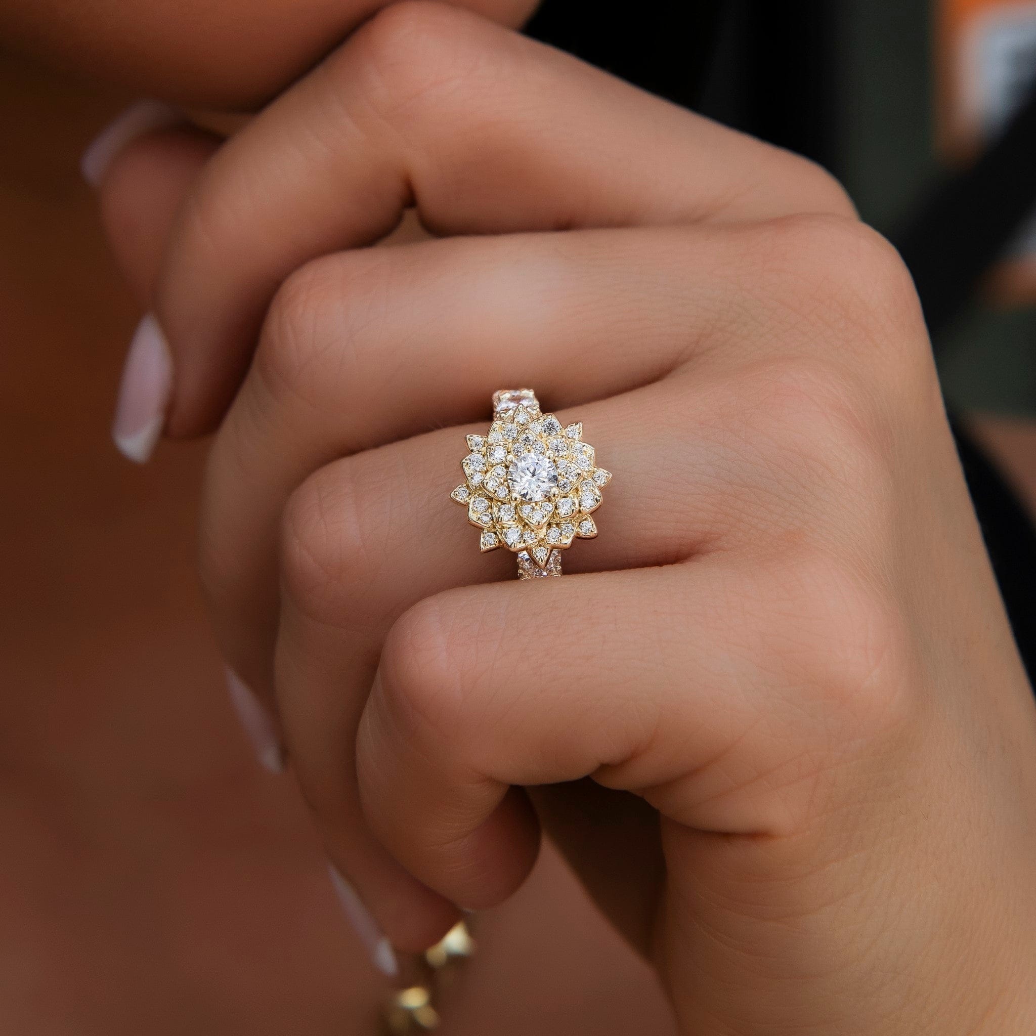 GLD Women Diamond Rose Ring in Yellow Gold Vermeil