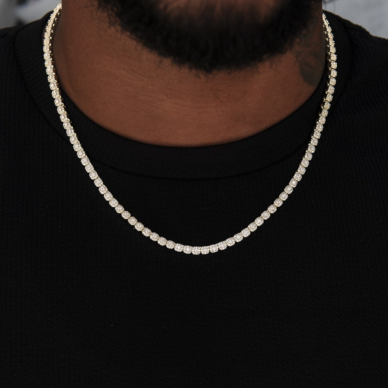 GLD Men Iced Mini Clustered Tennis Chain in Yellow Gold