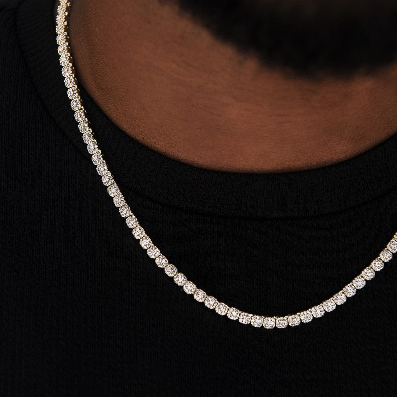 GLD Men Iced Mini Clustered Tennis Chain in Yellow Gold