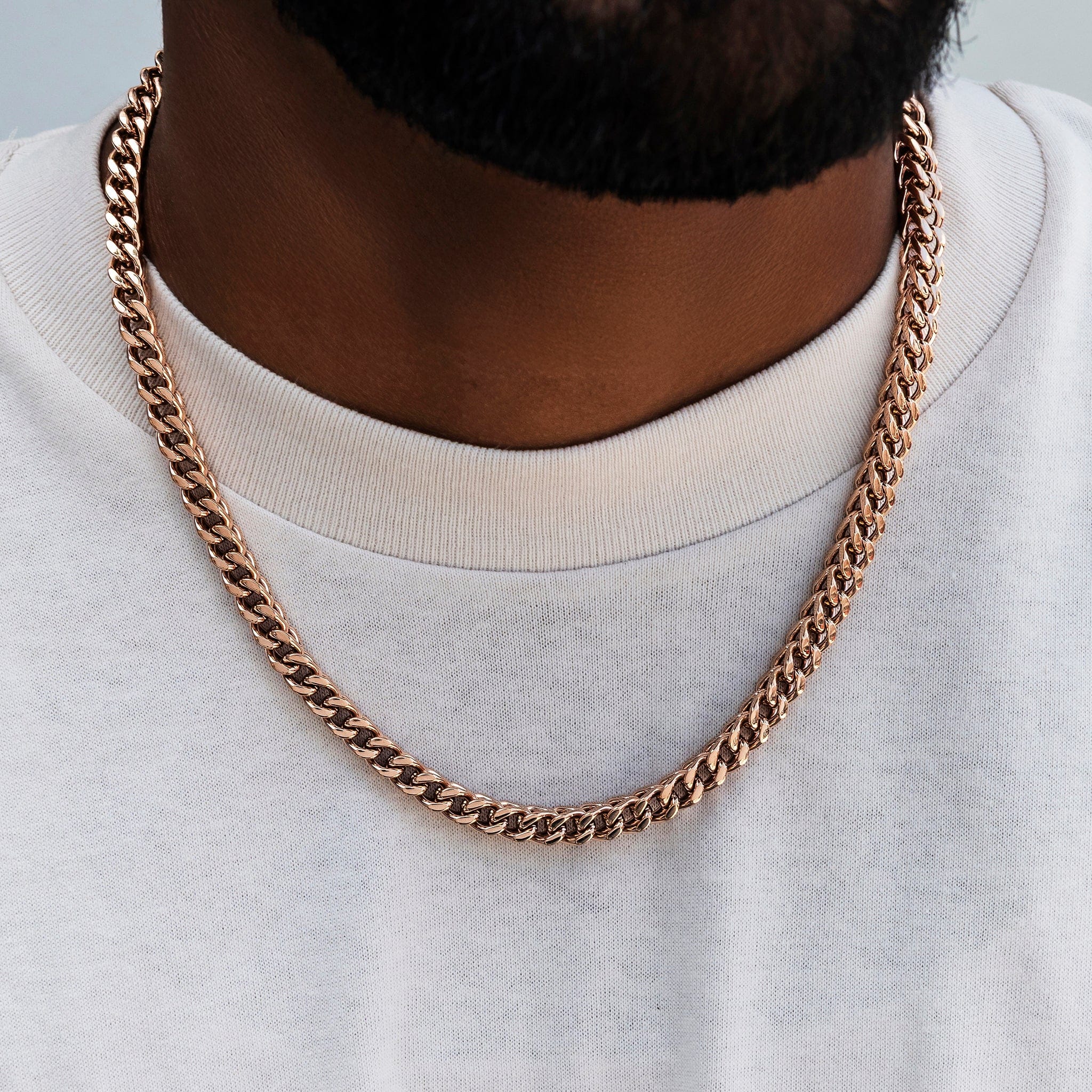 GLD Men Franco Chain in Rose Gold - 6 mm