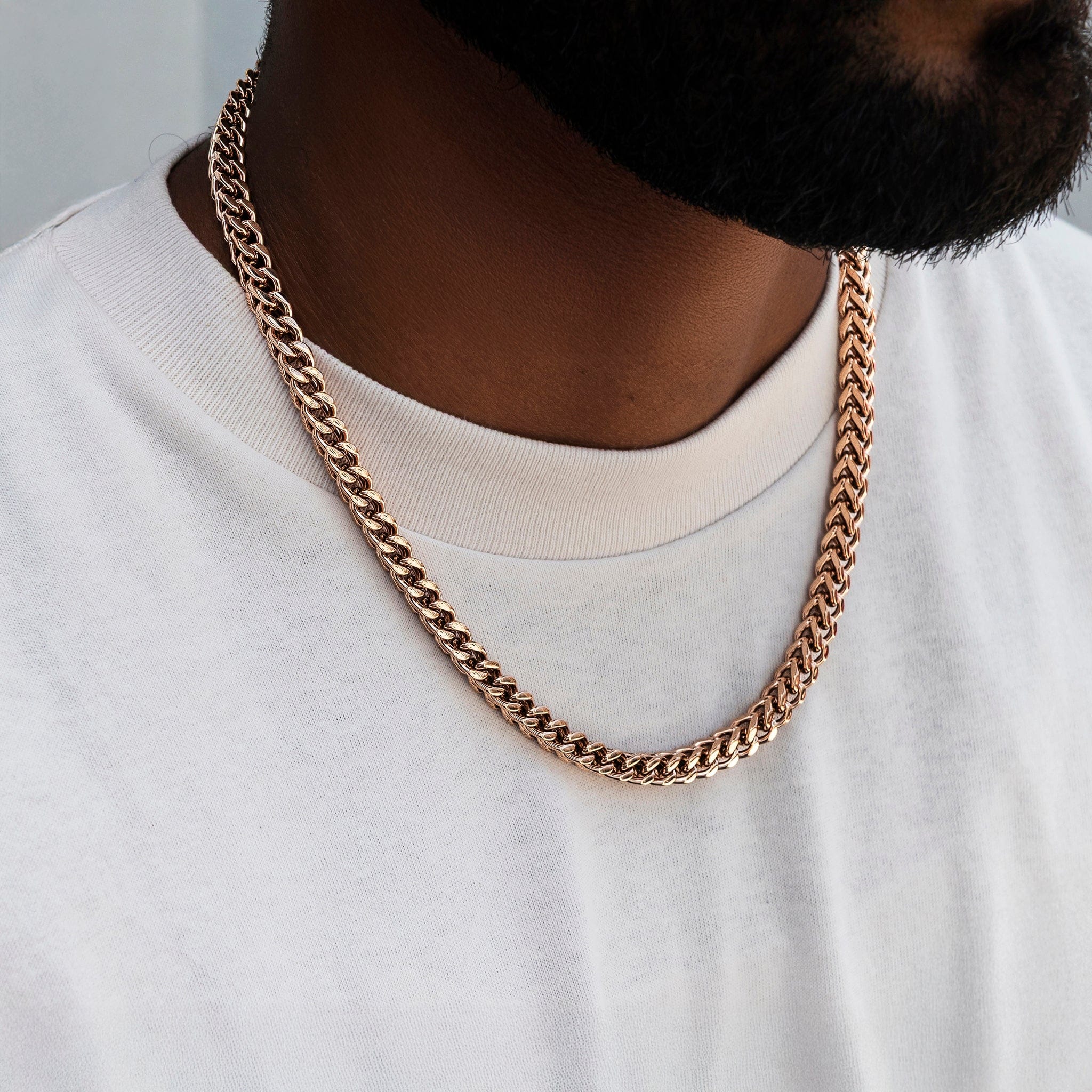 GLD Men Franco Chain in Rose Gold - 6 mm