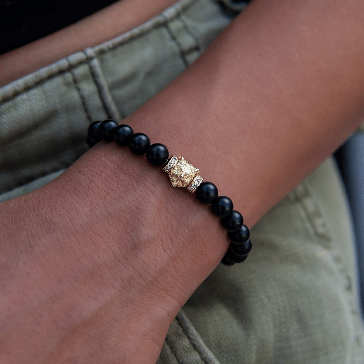 GLD PROMO - WOMEN Bear Beaded Bracelet in Yellow Gold