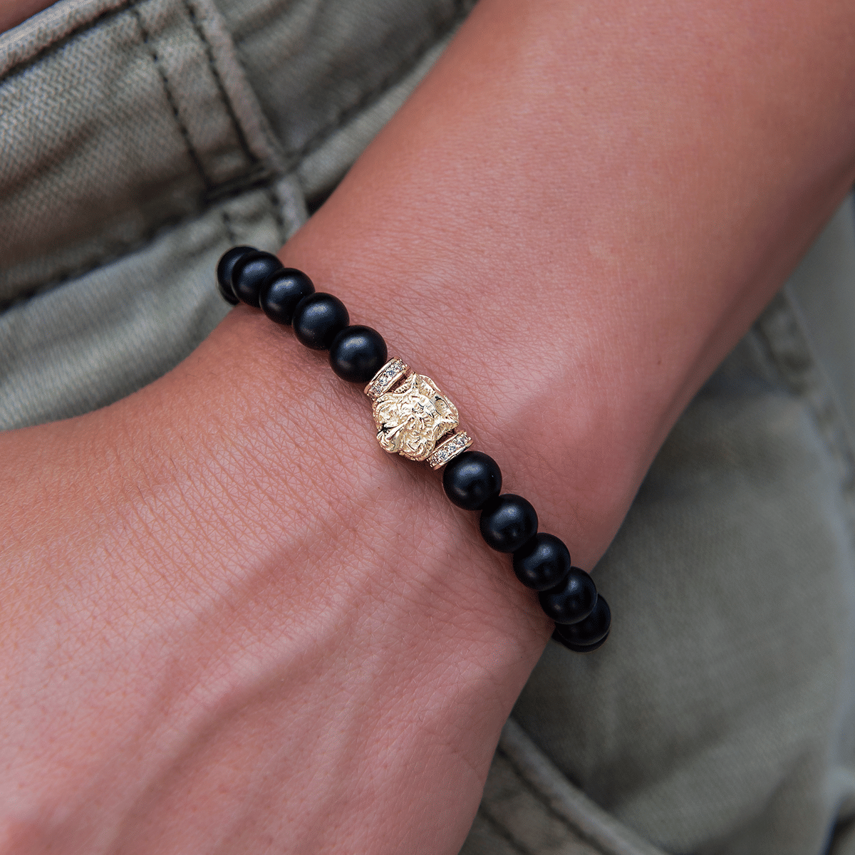 GLD PROMO - WOMEN Tiger Beaded Bracelet in Yellow Gold