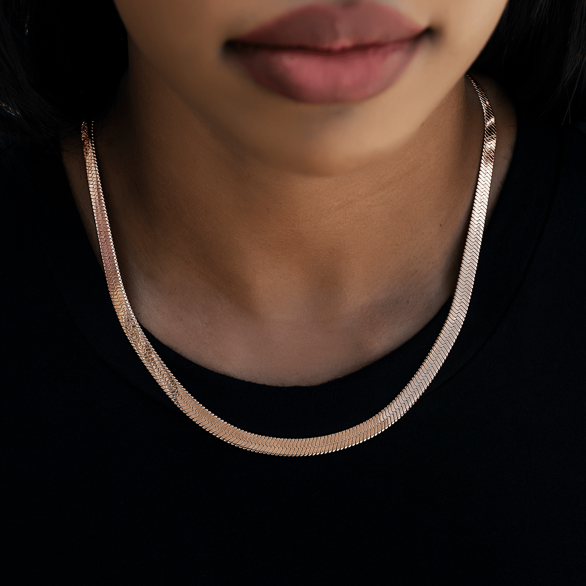 GLD Women Herringbone Necklace in Rose Gold - 6 mm