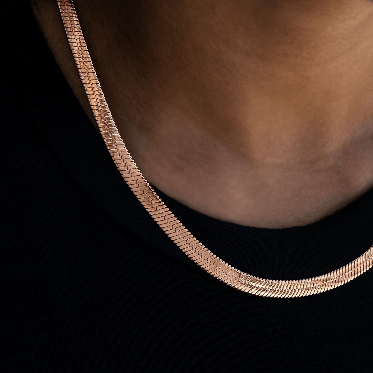 GLD Women Herringbone Necklace in Rose Gold - 6 mm
