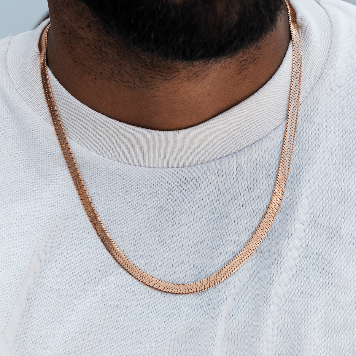 GLD Men Herringbone Chain in Rose Gold - 6 mm