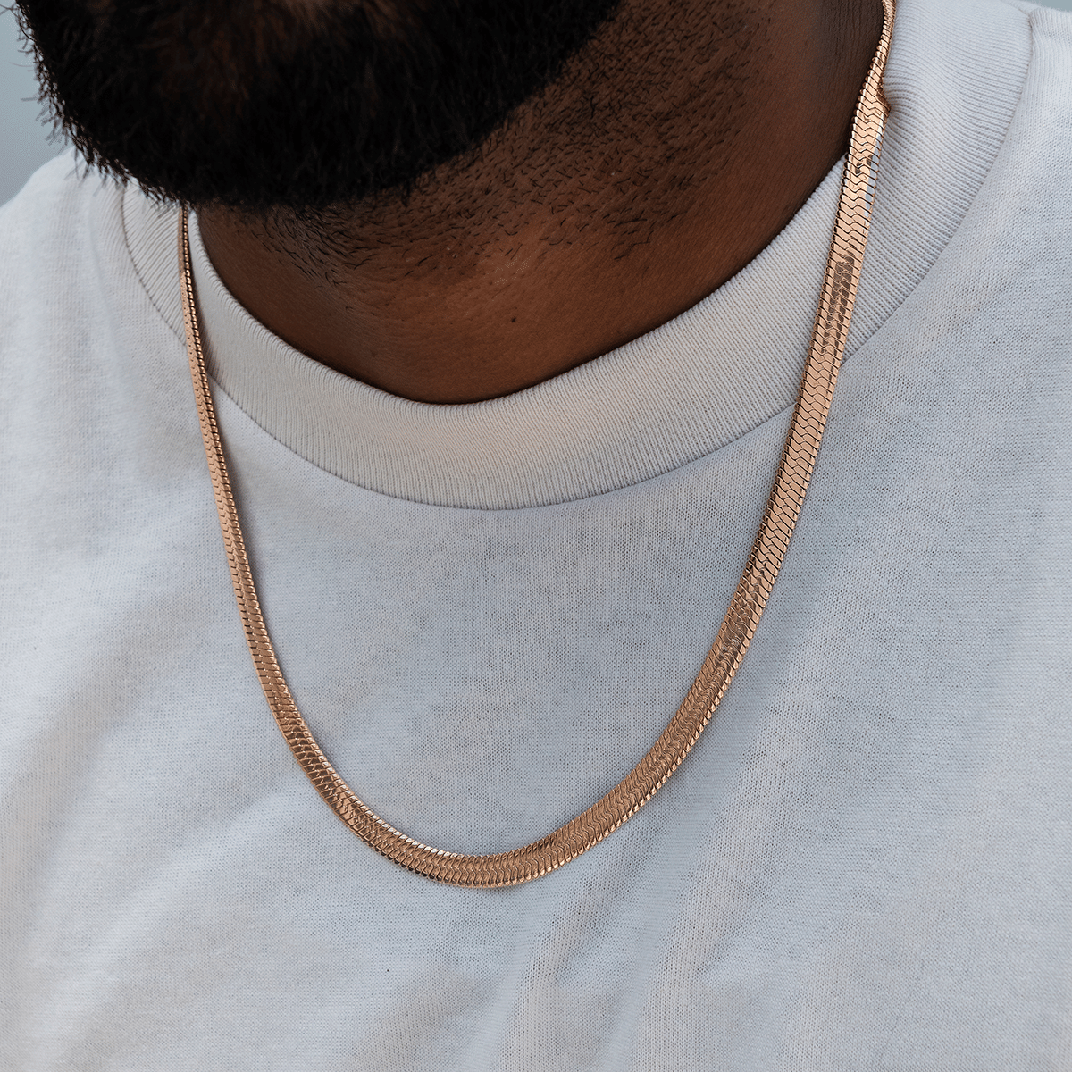 GLD Men Herringbone Chain in Rose Gold - 6 mm