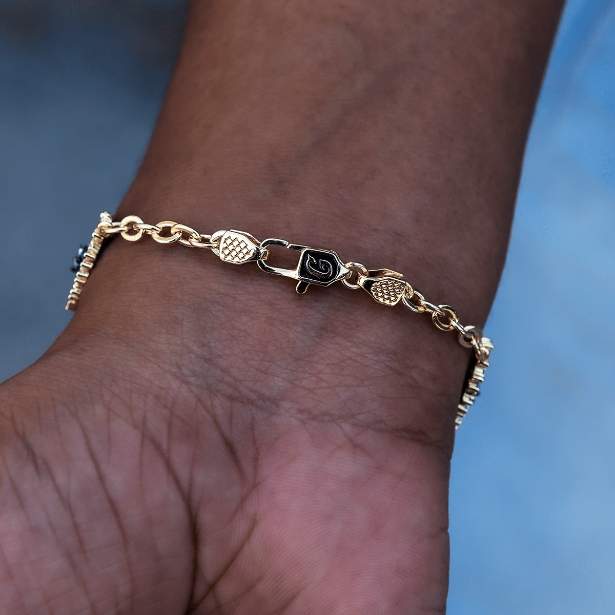 GLD Women Iced Evil Eye Bracelet in Yellow Gold