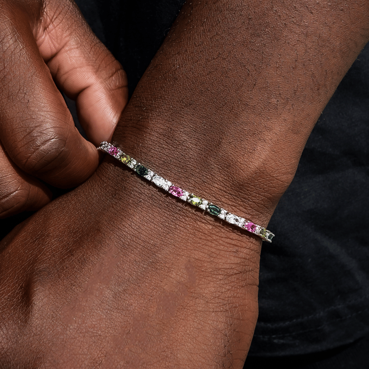 GLD PROMO Multicolor Mixed Oval Cut Tennis Bracelet - 3 mm