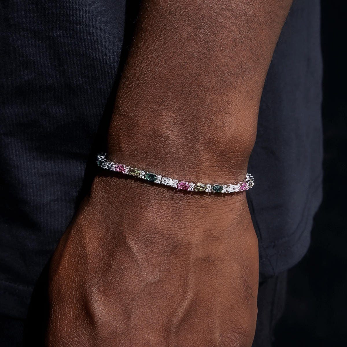GLD PROMO Multicolor Mixed Oval Cut Tennis Bracelet - 3 mm